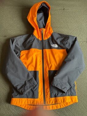 The North Face Orange & Gray Two-Tone Hooded Shell Jacket